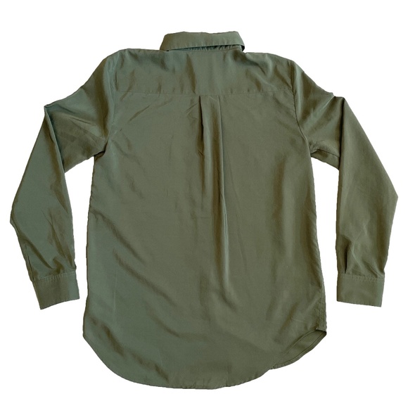 EUC Gap Silk-feel Button Down Blouse in Khaki Green Size XS - Picture 2 of 5